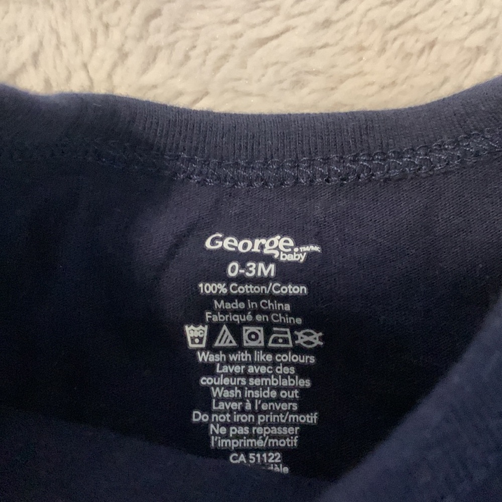 (3 for $10) George 0-3 month navy blue be kind bodysuit - Picture 3 of 3